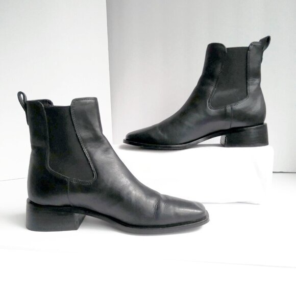 Sam Edelman Black Leather 'Thelma' Square Toe Block Heel Chelsea Boots Sz 6 - Picture 7 of 12